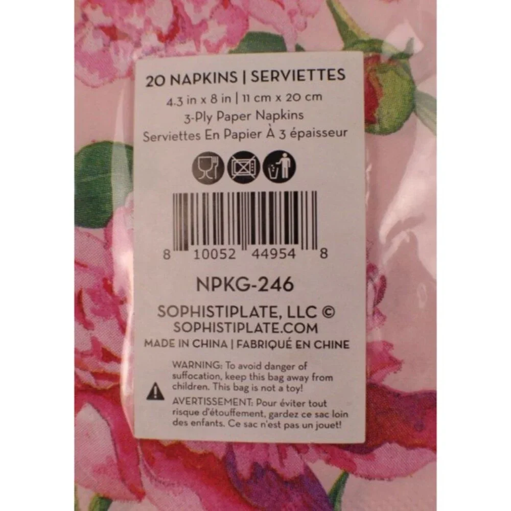 Sophistiplate Pink Peonies Guest Towel Paper Napkins Decoupage